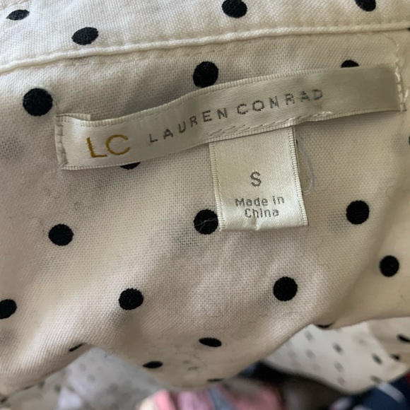 LC Lauren Conrad black/white polka dot button down - Picture 3 of 4